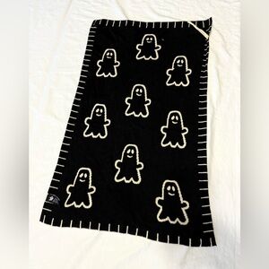 Goblin and Ghouls Black White Double Sided Ghost Patterned Place Mat Blanket